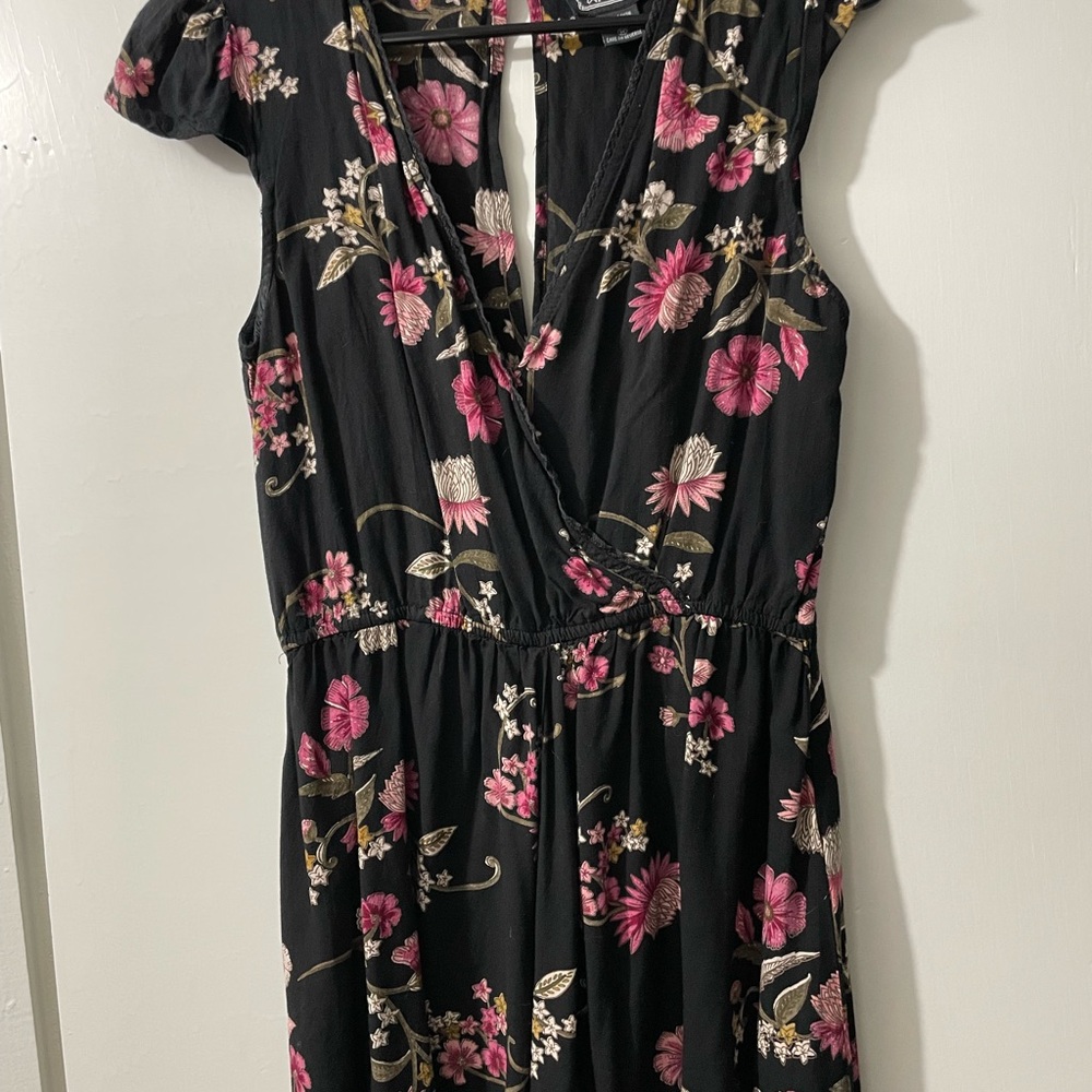 Floral Black and Pink Women's Romper